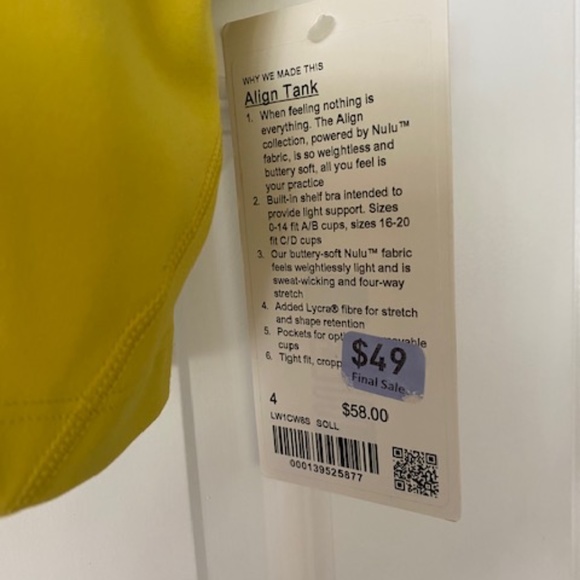 Lulu Lemon Align Tank Size 4 - Picture 3 of 12